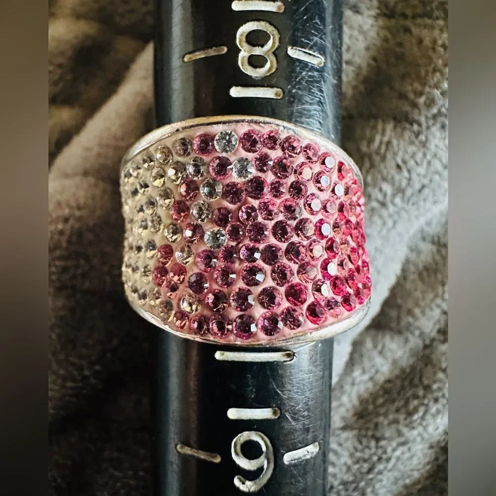 Stunning Swarovski Crystal Wide Band Ring - Sterling Silver 925 AU size 7
